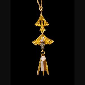 J.crew Gold Tone Vintage Floral Rhinestone 31.5" Drop Dangle Necklace